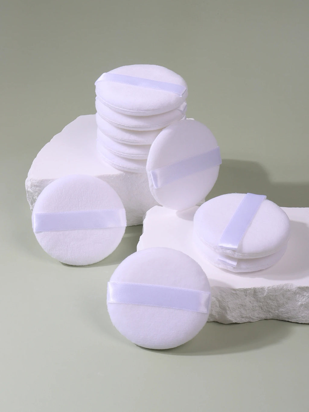 2-5-10-20Pcs Portable and Practical High-Grade White Round Powder Puff for Base and Fixing Makeup