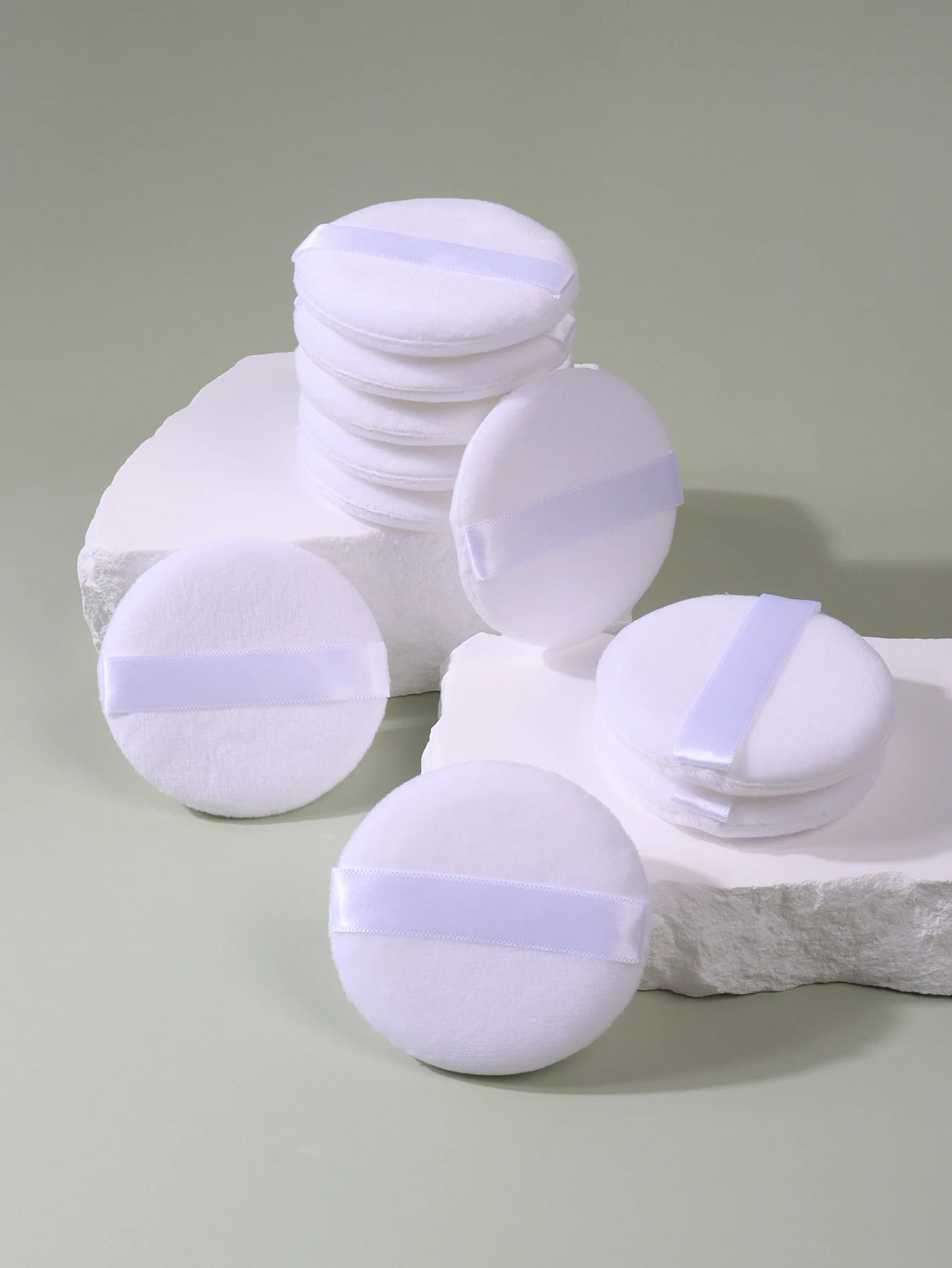 2-5-10-20Pcs Portable and Practical High-Grade White Round Powder Puff for Base and Fixing Makeup