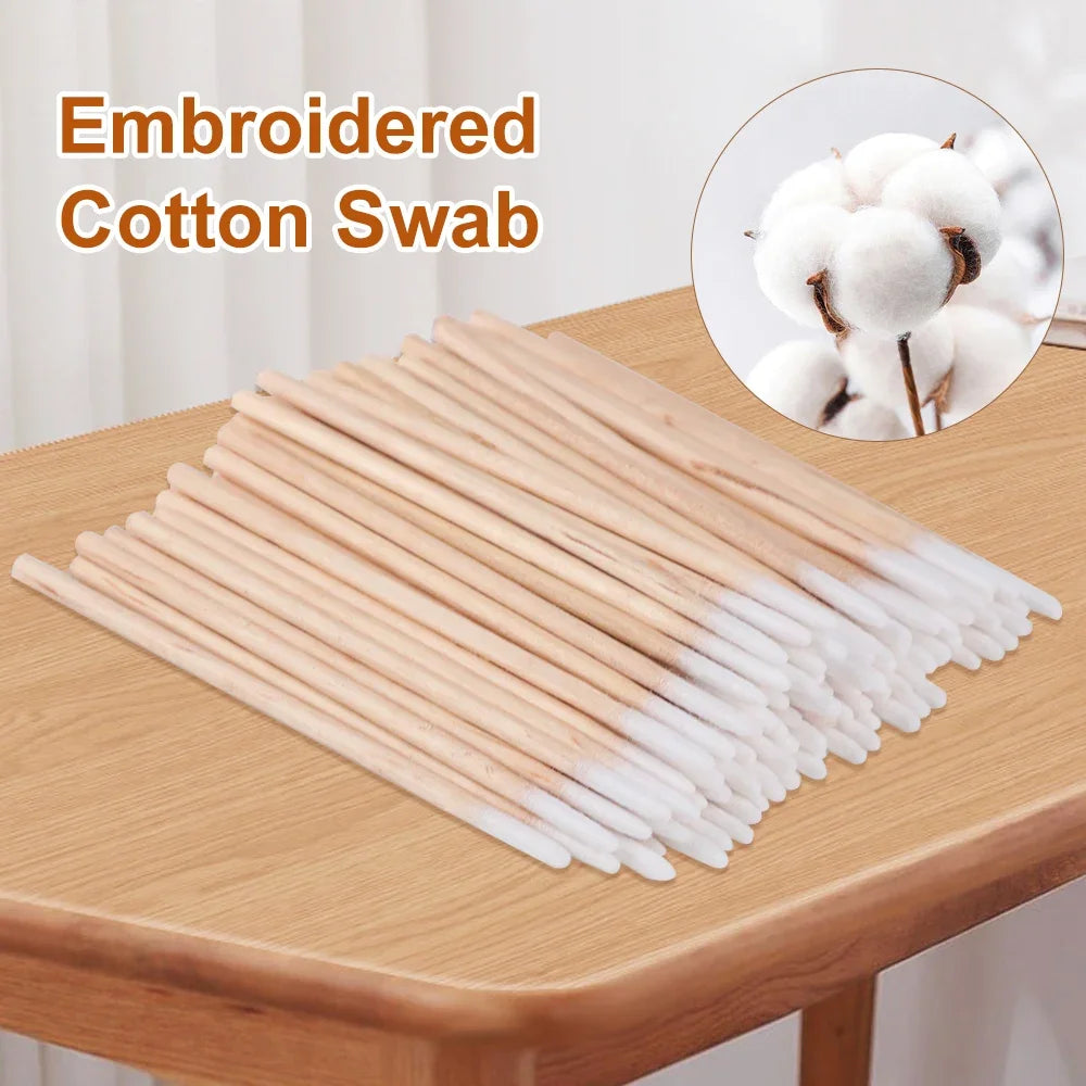 500/100/300pcs Disposable Wooden Micro Bud Swabs Lint Free Eyelash Extension Glue Removing Tools Makeup Mini Brush