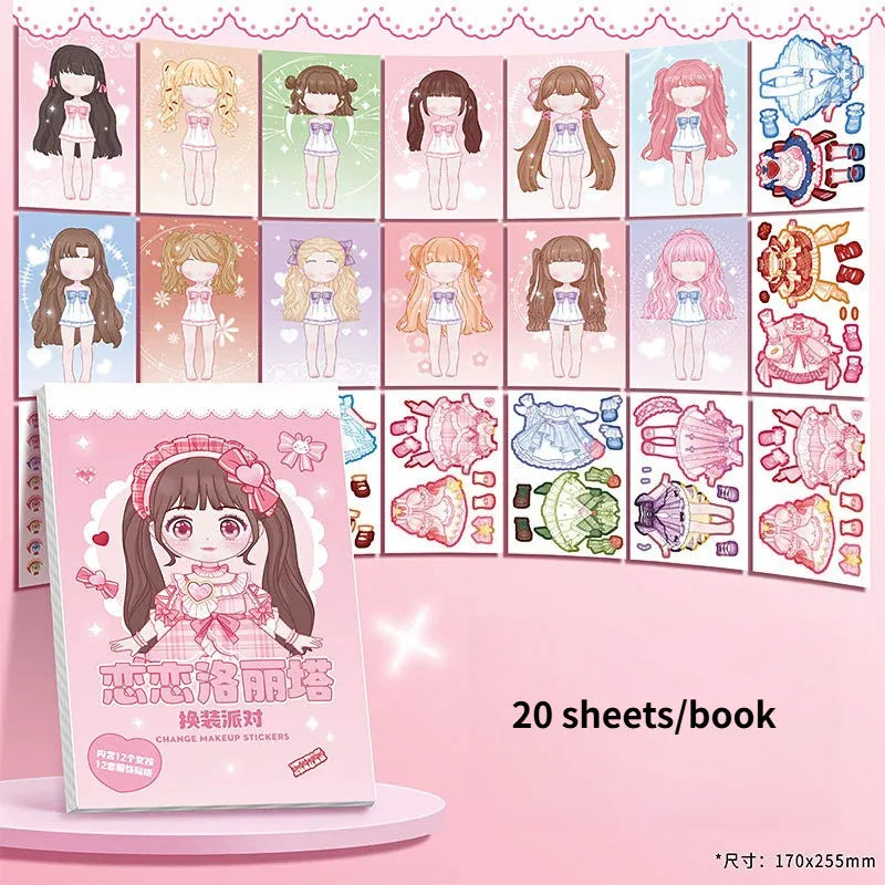 DIY Dress Up Sticker Girl Paper Doll Quiet Book Sweet Cool Girl Star Doll Change Clothes Scrapbook Craft Children's Makeup Book