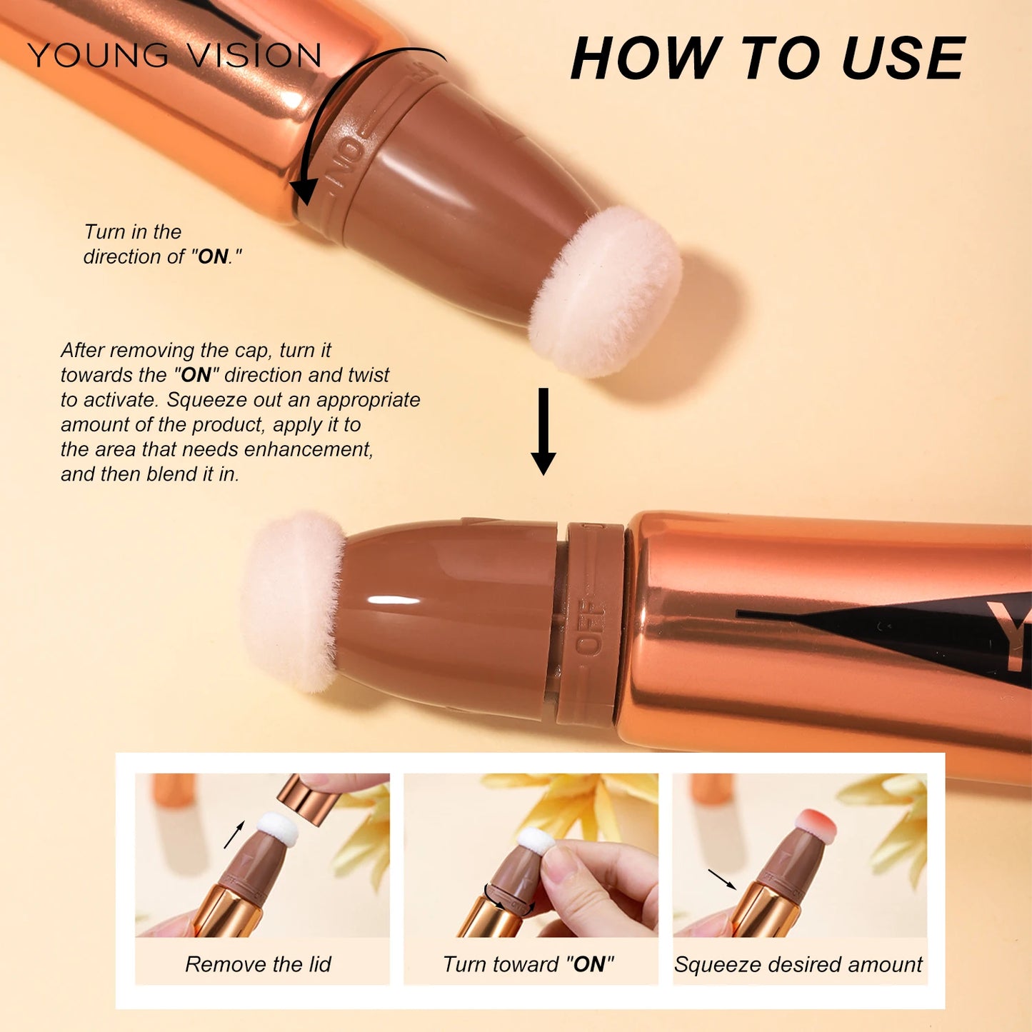 YOUNG VISION air cushion, powder blusher, high gloss stick, makeup liquid, rouge, 6 colors optional