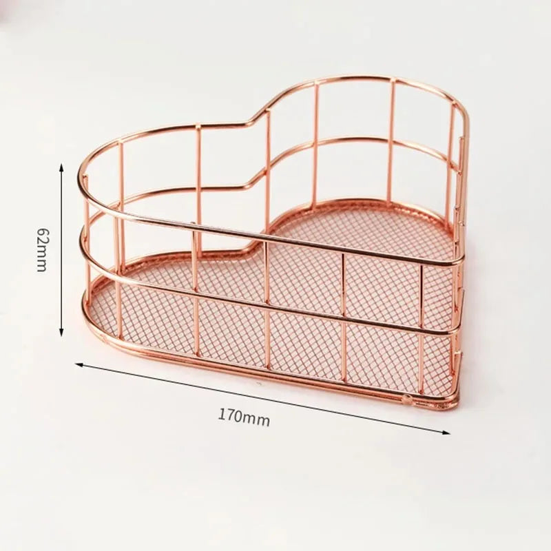 Nordic Iron storage Basket jewelry organizer Gold Office Desktop Sundries Makeup Brushes Holder Table Cosmetics Organizer Rack