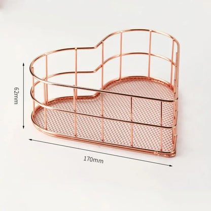Nordic Iron storage Basket jewelry organizer Gold Office Desktop Sundries Makeup Brushes Holder Table Cosmetics Organizer Rack