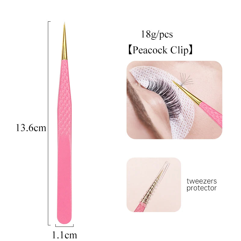 1Pc Eyelash Tweezers Stainless Steel Anti-static Non-magnetic Professional Pincet 3D Lashes Extension Tweezer Makeup Tools