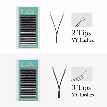 GLAMLASH Y YY W Shape Mesh Fake Natural Eyelash Extension C/D/L/LU Makeup Lashes Hand-woven Y False Premade Volume Lash