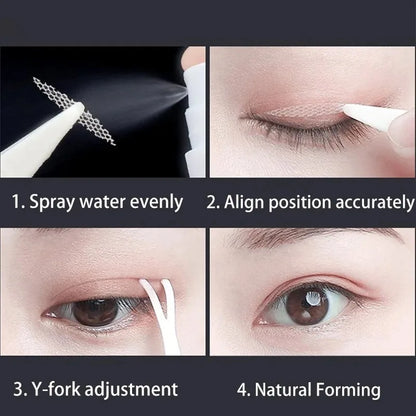 480Pcs Stealth Double Fold Eyelid Tape Fiber Sticker Lace Nature Clear Beige Stripe Self-adhesive Natural Eye Makeup with Tool
