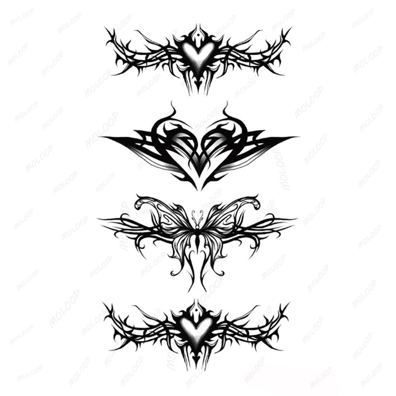 Tattoo Stickers Totem Black Color Flash Temporary Waterproof Party Fake Makeup Neck Hand Arm Body Art for Men Women