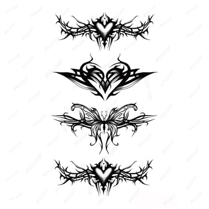 Tattoo Stickers Totem Black Color Flash Temporary Waterproof Party Fake Makeup Neck Hand Arm Body Art for Men Women