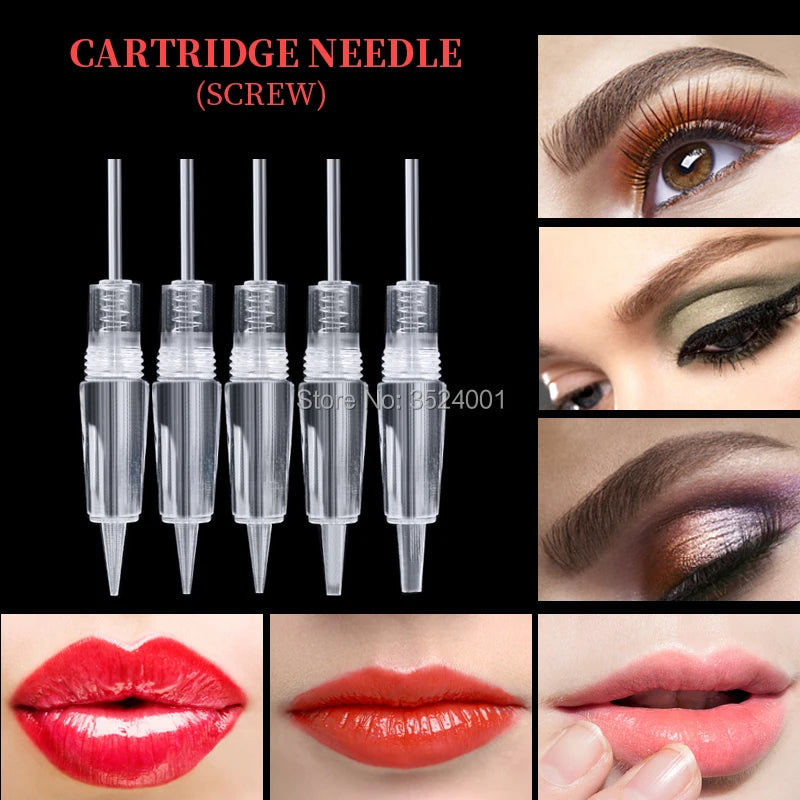 5/10PCS Permanent Makeup Disposable Screw Tattoo Needle 1D 3P 5F Microblading Needles Eyebrow Shading For PMU Tattoo Machine