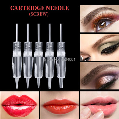 5/10PCS Permanent Makeup Disposable Screw Tattoo Needle 1D 3P 5F Microblading Needles Eyebrow Shading For PMU Tattoo Machine