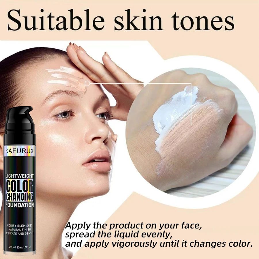 1PC Magic Color Changing Foundation Liquid Soft Matte Long Lasting Hydrating Makeup Base Cream for All Different Skin Tone
