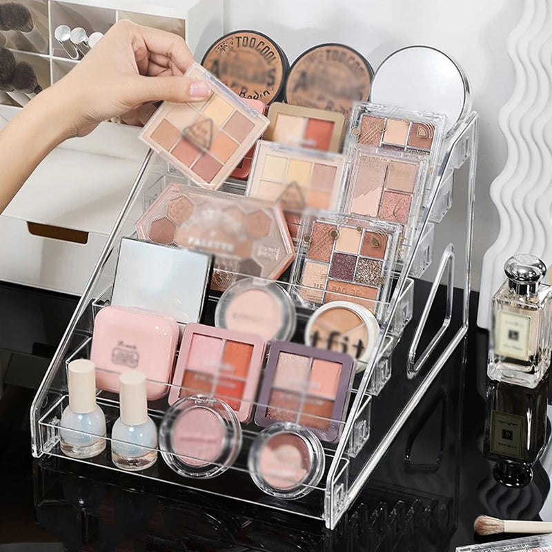3/5/7 Tiers Eyeshadow Palette Organizer Clear Acrylic Display Stand Lipstick Powder Cosmetics Shelf Rack Makeup Holder