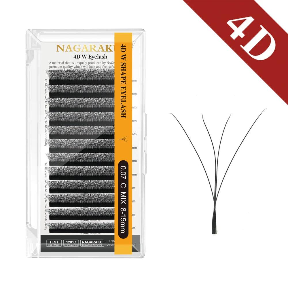 NAGARAKU 3D 4D 5D 6D W Shape  Premade Volume Fan WW Eyelash Extensions Soft Mesh Technological Lashes Makeup False Eyelashes