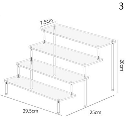 Acrylic Display Stand Pottery Storage Rack Doll Clay Figurine Display Stand Transparent Ladder Makeup Organization Shelf