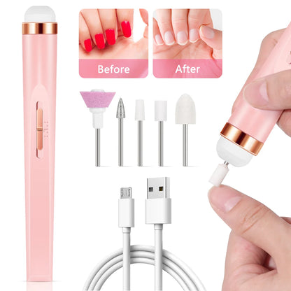 YIKOOLIN Electric Nail File Portable Nail Set with 4 Speeds Cuticle Trimmer Battery Operated Manicure and Pedicure Tools