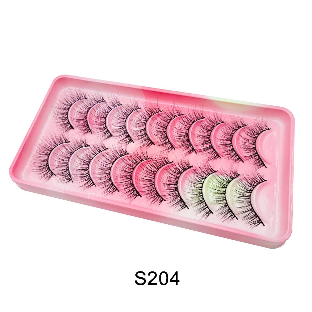 Natural Lashes 5/10 Pairs Eyelashes 3D Mink Lashes Manga Lashes Strip Lashes Band Soft Light False Eyelashes Makeup