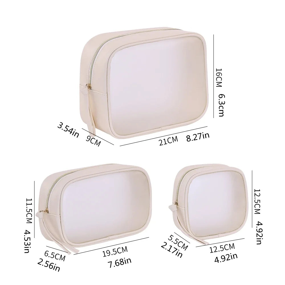 1pc Multifunctional Semi Transparent Makeup Bag, Cosmetics Storage Bag, Business Travel Toiletry Bag, Large Capacity Makeup Repa