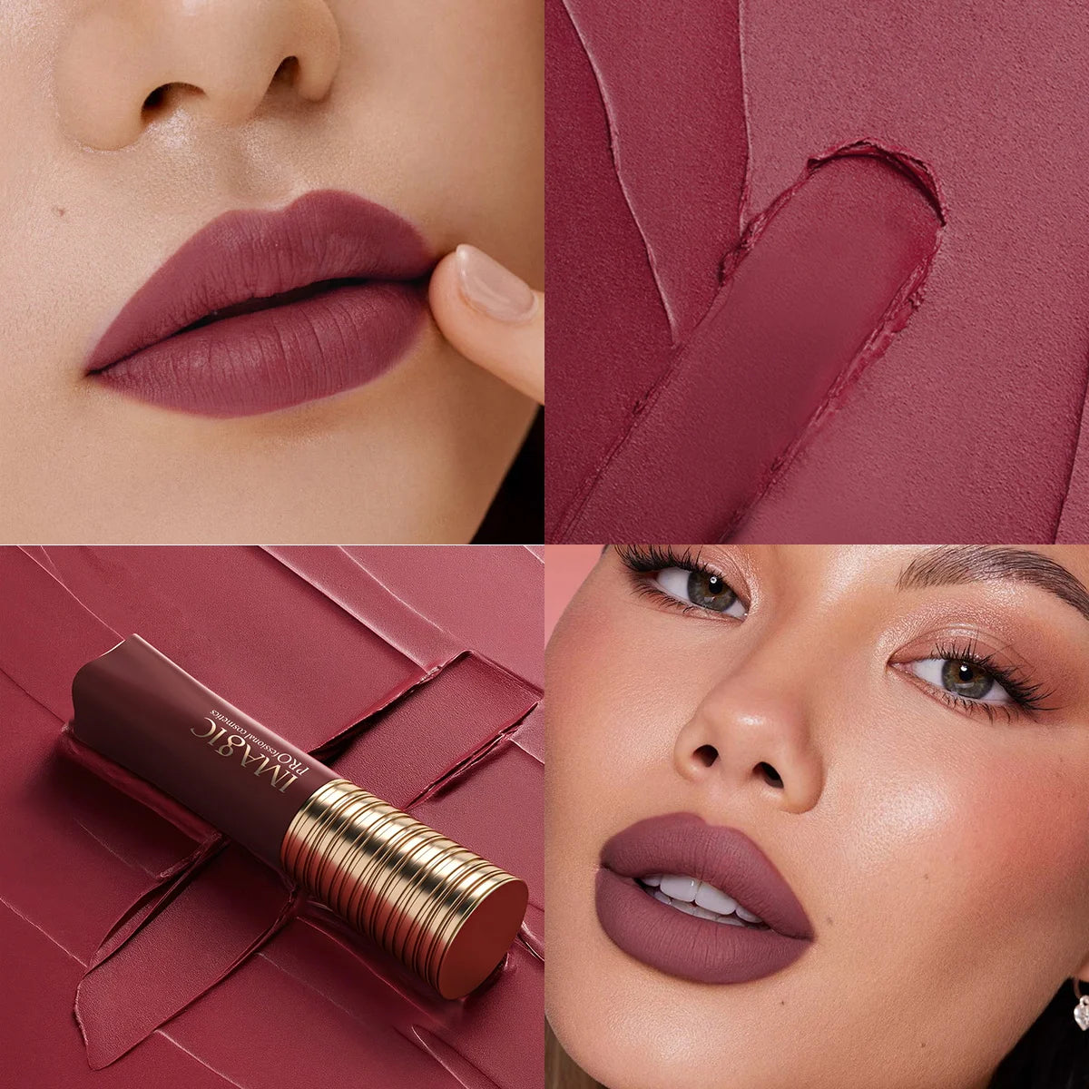 IMAGIC Lipstick Matte No-stick Lipstick Long Lasting  Waterproof Lip Stick Smudge-free Classic Highly Pigmented Lip Tint Makeup