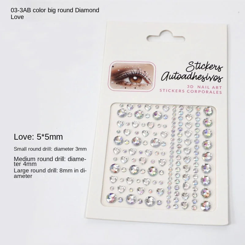 Karsyngirl 1 Sheet Eye Body Face Gems Jewels Rhinestone Stickers Self Adhesive Crystal Rainbow Makeup Diamonds Face Stick Gems
