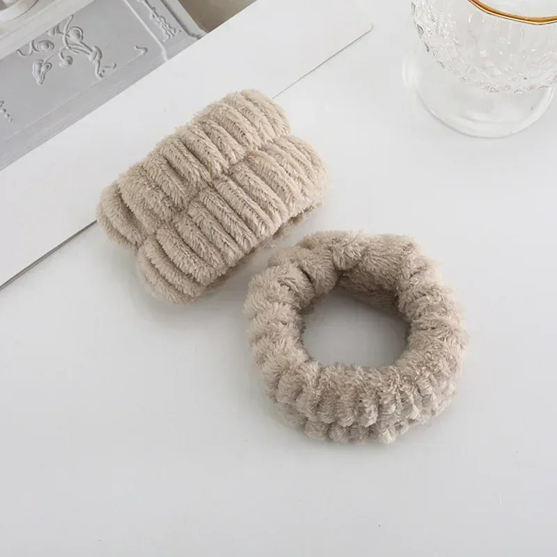 Women Makeup Coral Fleece Headband Wash Face Soft Hair Holder Elastic Top Knot Hairbands Girl Headwear Hair Accessories