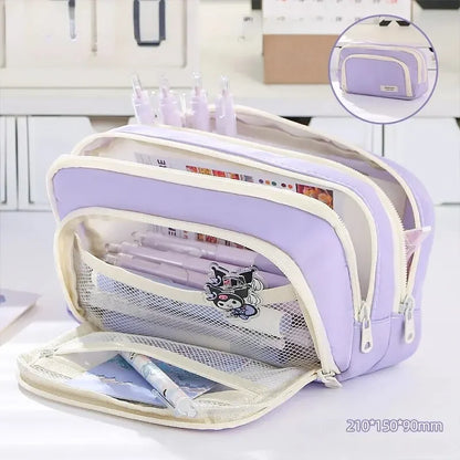 1pc Stationery Bag Pencil Case Large Capacity Pen Case Stationery Box Cosmetics Bag Portable Gifts