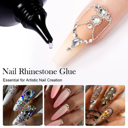 BORN PRETTY 30ml Rhinestones Glue Nail Gel Polish For Manicure Transparent Nail Art Sticky Gel Strong Jewelry Decorations