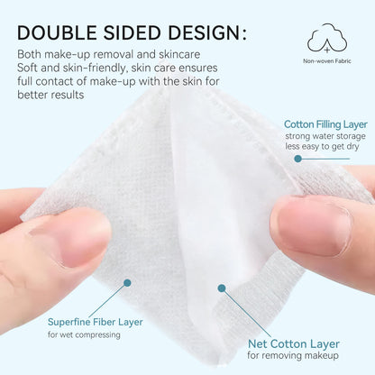 ANLAN 150pcs Extra Thick Facial Cotton Pad 75*75mm Disposable Double-side 3 Layer Soft Makeup Remover Pads