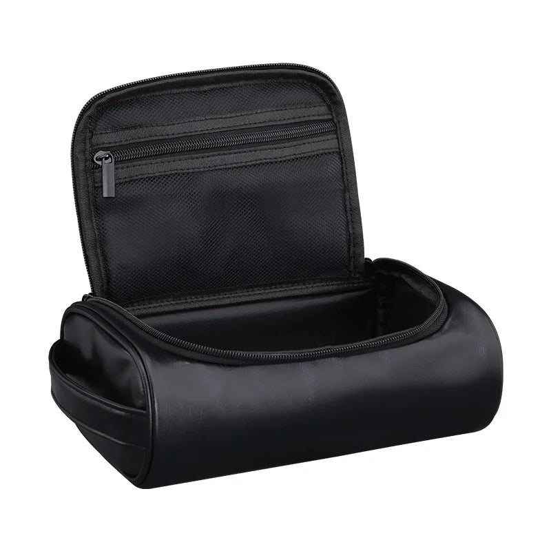 Large Capacity Men Leather Wash Bag Travel Business Trips Portable Cosmetic Bag Multi Pocket Design Handheld Leather Wash Bag LI