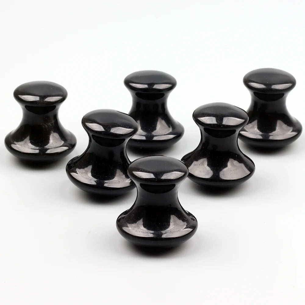 Obsidian Mushroom Face Care Massager Natural Crystal Gua Sha Tool Massage Head Eye Skincare Scraper Wrinkle Beauty Products