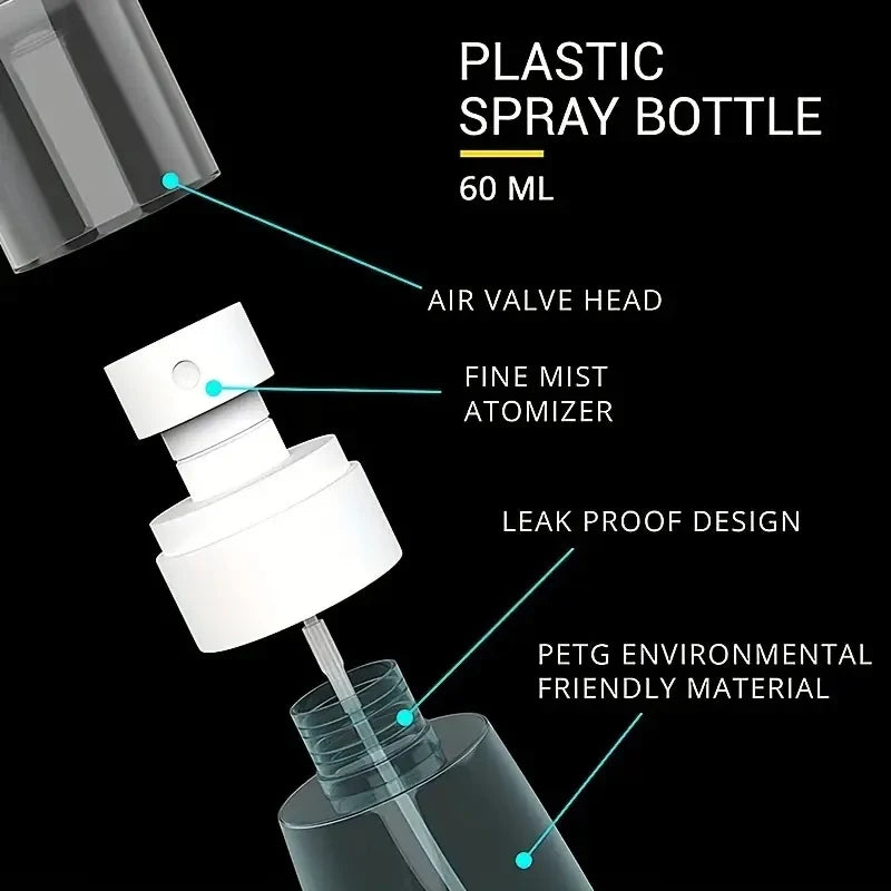 30/60/100ml Refillable Spray Bottles Alcohol Atomizer Mini Fine Mist Liquid Containers for Skin Care Makeup Travel Accessories