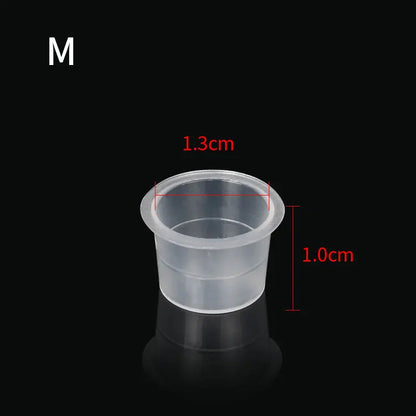 100PCS Tattoo Ink Cup S M L Disposable Microblading Steady Plastic White Permanent Makeup Ink Pigment Clear Holder Container Cap