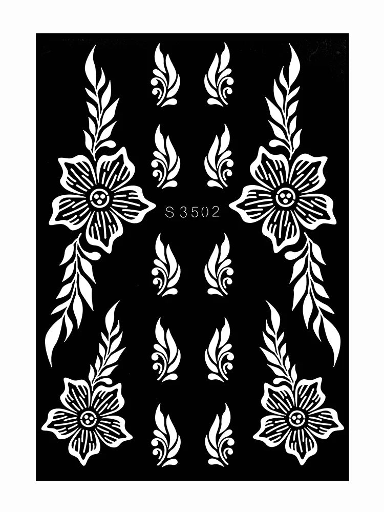 Reusable Henna Stencil for Hand Body Painting Flower Henna Tattoo Template for Women Wedding Festival Body Makeup Tattoo Tools