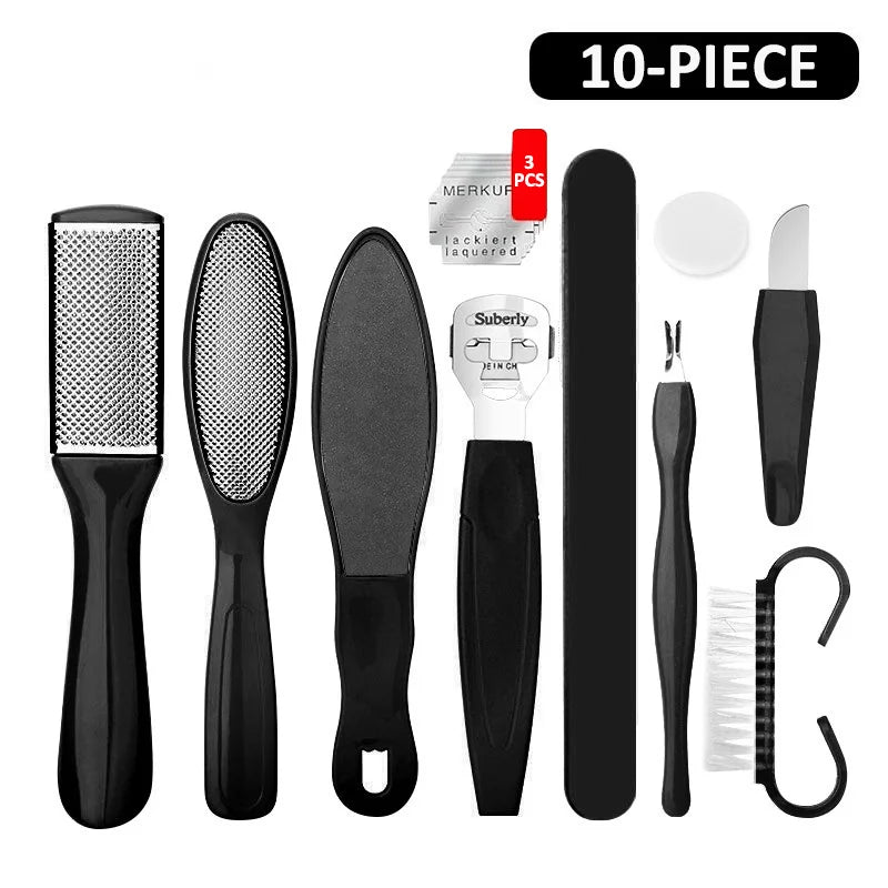 8/10-in-1 Professional Pedicure Kit Stainless Steel Callus Shavers Get Soft Smooth Feet with Stainless Steel Foot Care Tools