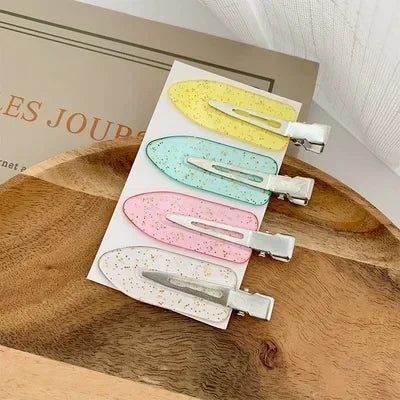 4Pcs Girls Leopard Seamless Hair Clip Set Women Acetate Sheet No Bend Bangs Clip Duckbill Clip Hairpins Makeup Hair Styling Tool