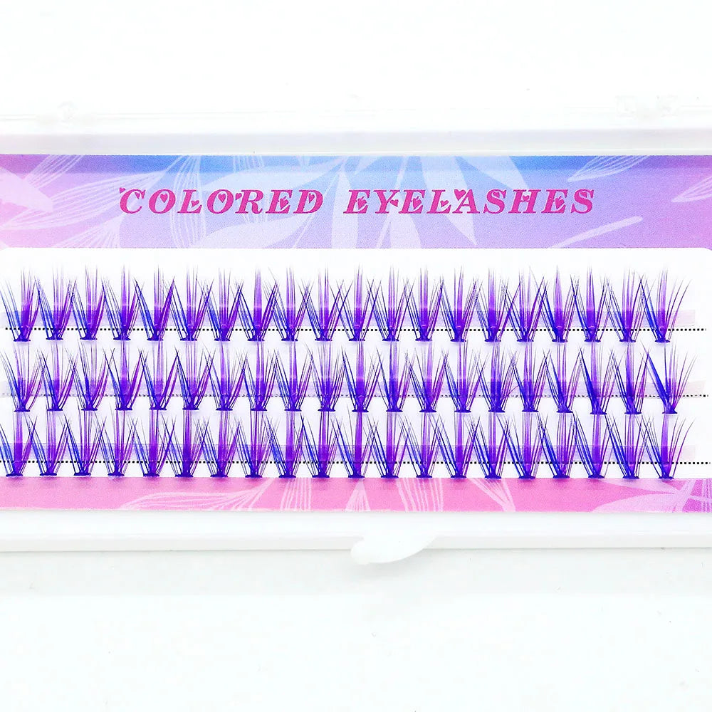 Blue Purple Mix Colored Lashes Cluster Eyelash Extension Natural Long 20D Volume Effect Faux Bunche Individual Makeup Cilias