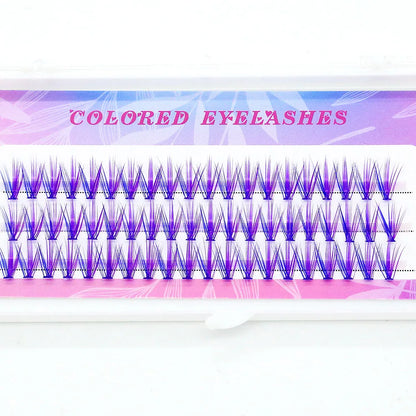 Blue Purple Mix Colored Lashes Cluster Eyelash Extension Natural Long 20D Volume Effect Faux Bunche Individual Makeup Cilias