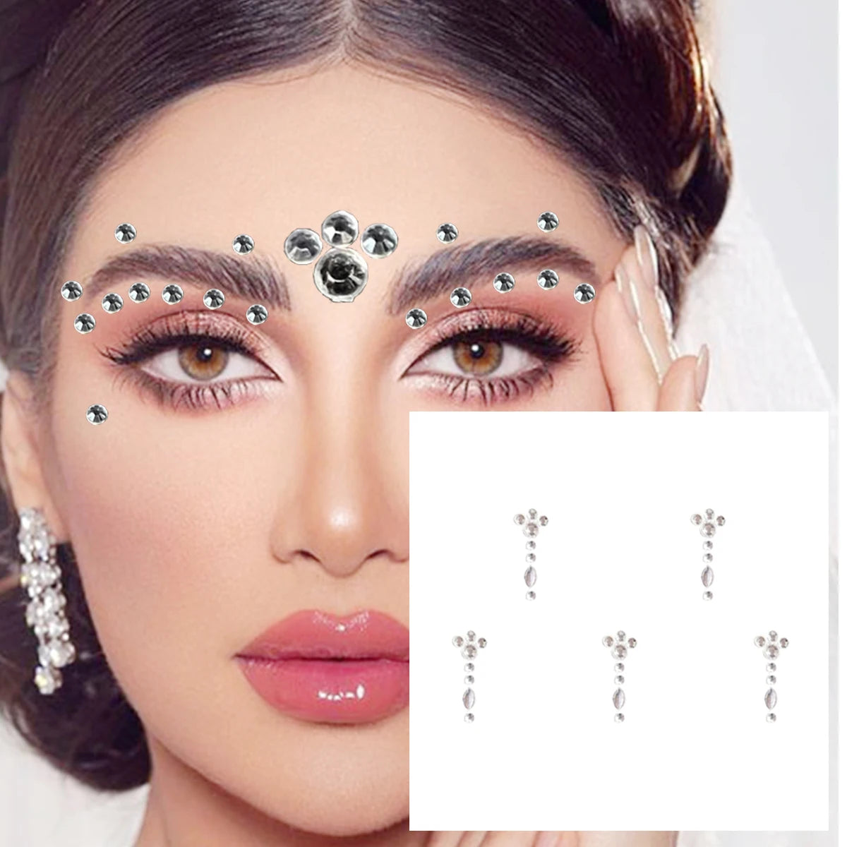 Red Heart Face Jewelry Temporary Tattoos Eye Forehead Diamonds Jewels Makeup Sticker Sparkle Water Drop Gems Nail Art Festival