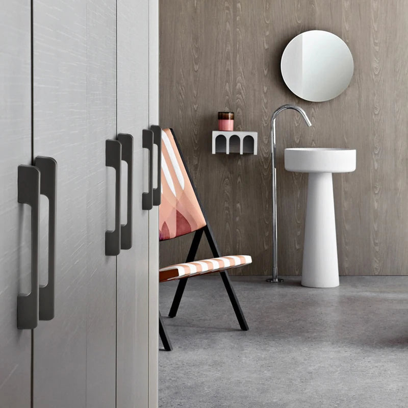 Aluminum alloy cabinet handle, gray wardrobe handle, makeup table handle, 96mm/128mm storage room cabinet handle