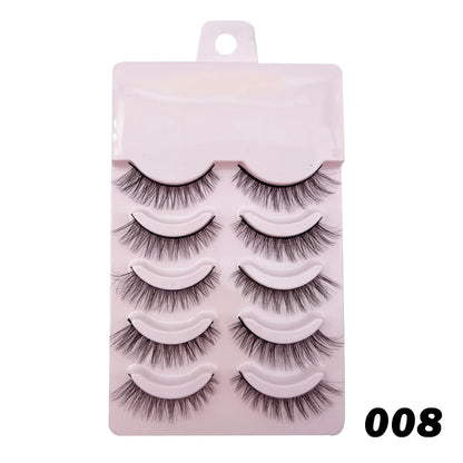 Natural Lashes 5/10 Pairs Eyelashes 3D Mink Lashes Manga Lashes Strip Lashes Band Soft Light False Eyelashes Makeup