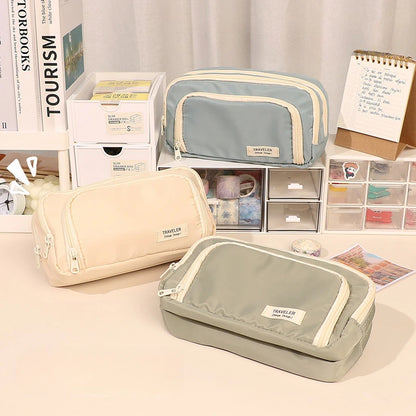 Large Capacity Minimalist Storage Bag Student Pencil Case Makeup Bag Storing Stationery Makeup Tools Digital Accessories