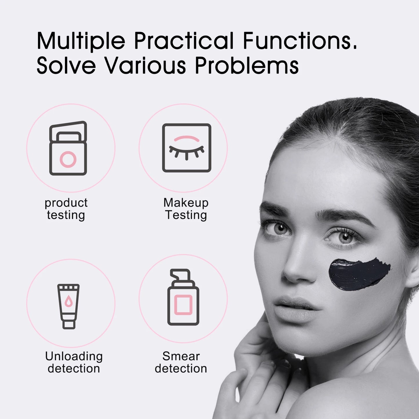UV Mirror Sunscreen Testing Camera with Light 2X Magnification Travel Makeup 3.5in Pocket Size L Pocket Mirror Sunscreen Mirror