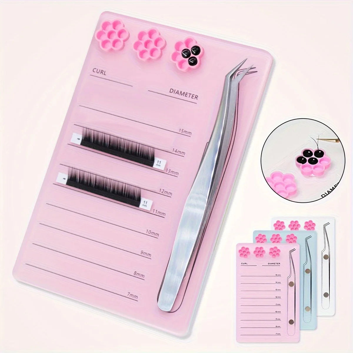 Eyelash Extension Scale Holder Magnetic Acrylic Lash Board Glue Pallet Cup Clean Hygienic False Eyelash Pad Eyelash Makeup Tools