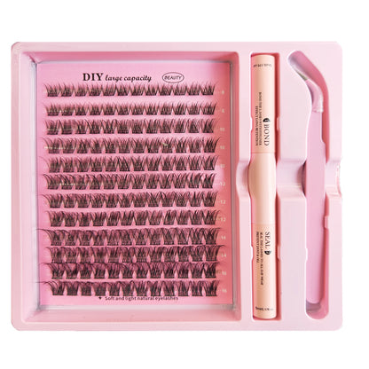 DIY Clusters Lash Kit Full Set 8-16mm Mix Bond&Seal Tweezers Lash for Self Application Makeup Individual Eyelash Extensions
