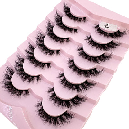 New 7/10 Pairs Faux Mink Eyelashes Handmade False Eyelashes Natural Nude Makeup Simulation Cross Messy Eye 3D Curly Eyelashes