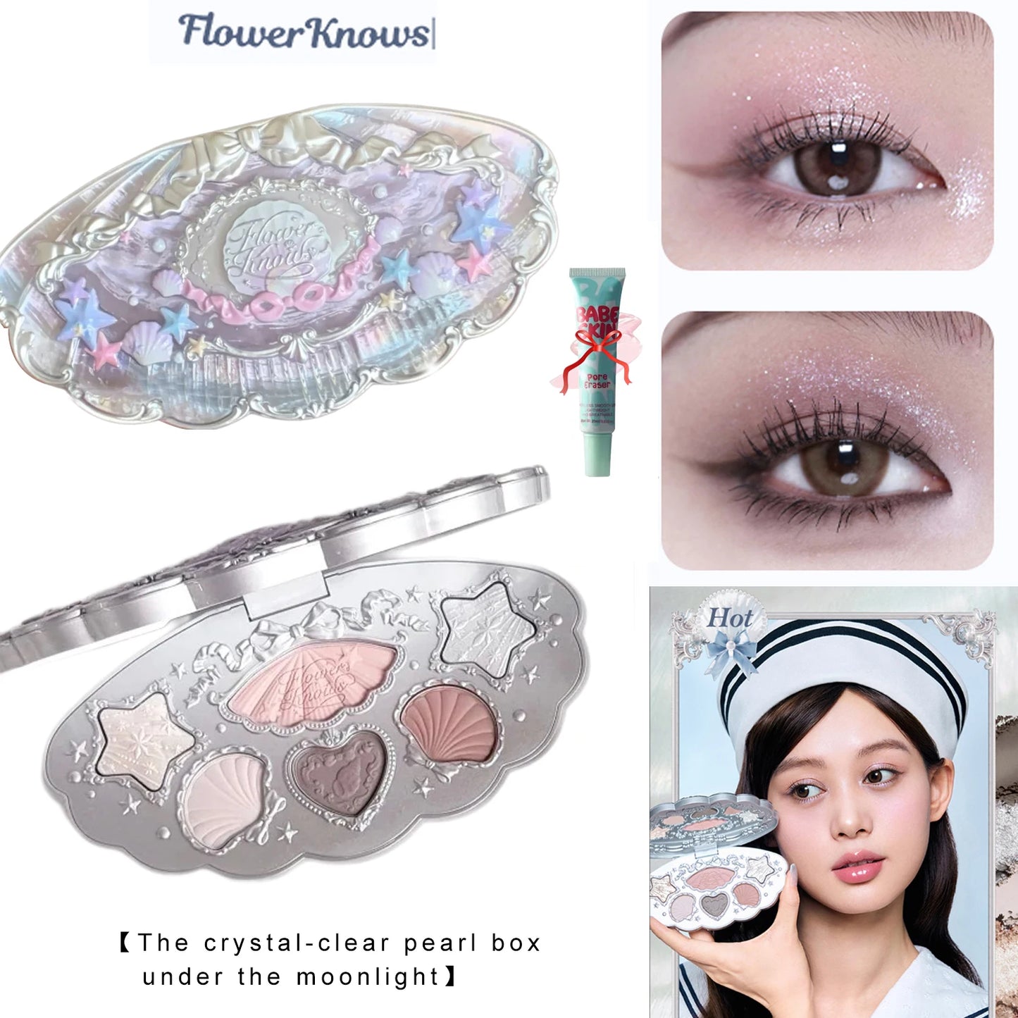 Flower Knows Chocolate Wonder-Shop 8-Color Eyeshadow Palette Matte Shimmer Waterproof Highly Pigmented Long Lasting Makeup