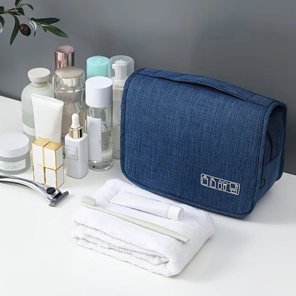 Zippered Cosmetic Organizer Bag - Oxford Fabric Travel Toiletry Pouch for Makeup Brushes Lipsticks, Men Women Hand Washable