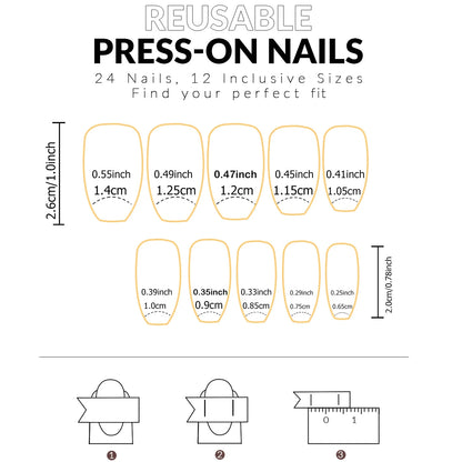 24pcs Long Coffin-Style Gradient Pressing Nails Gradient Colored Acrylic Fake Nails Reusable Glossy Fake Nails Suitable For Dail