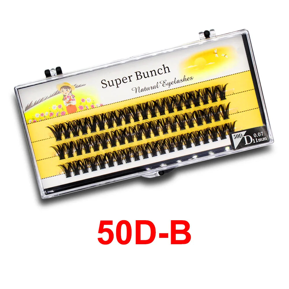 Super Bunch Wide Base 30D/40D/60D/80D Individual Eyelashes Cluster Russia Volume Eyelash Extension False Silk Lashes Makeup Tool