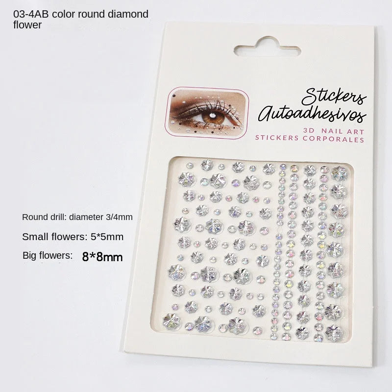 Karsyngirl 1 Sheet Eye Body Face Gems Jewels Rhinestone Stickers Self Adhesive Crystal Rainbow Makeup Diamonds Face Stick Gems