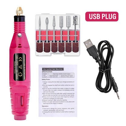 LULAA Electric Nail Drill Machine Set Pedicure Grinding Equipment Mill For Manicure  Professional Strong Nail Polishing Tool